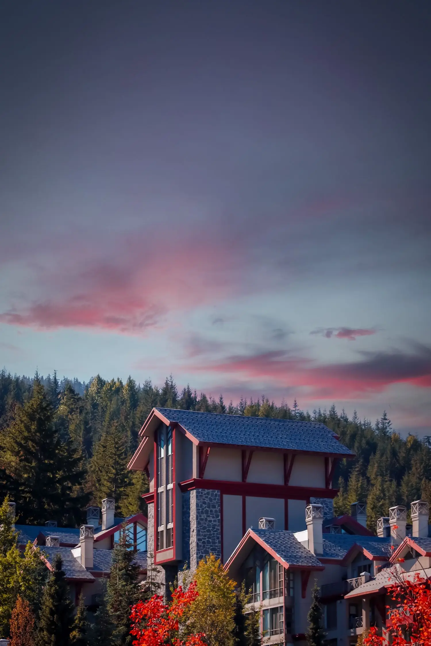 Winter cabin in a Canadian forest