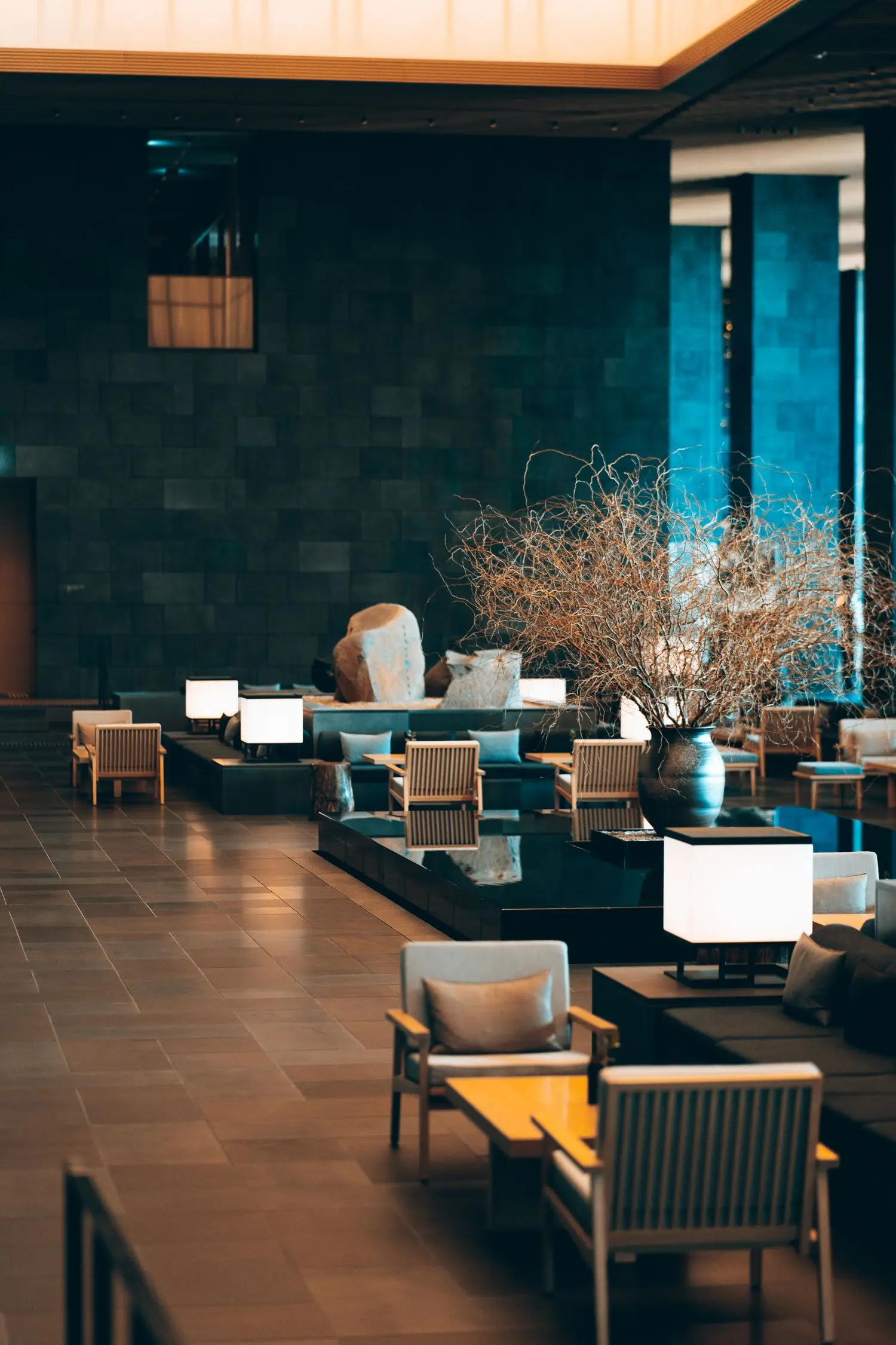 Contemporary hotel lounge interior